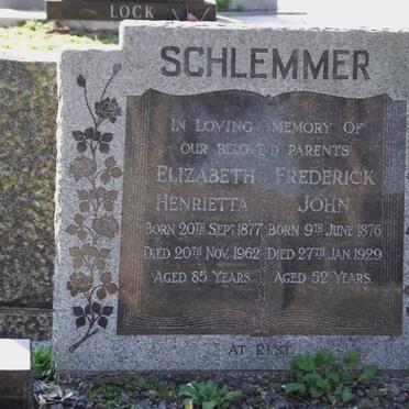 SCHLEMMER Frederick John 1876-1929 &amp; Elizabeth Henrietta 1877-1962