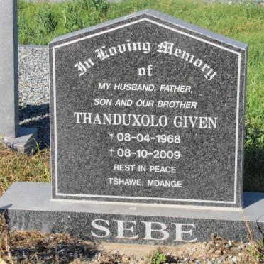 SEBE Thanduxolo Given 1968-2009