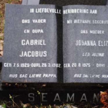 SEAMAN Gabriel Jacobus 1925-1982 &amp; Johanna Eliza JULYAN 1925-1974