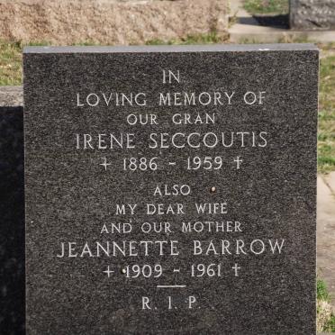 SECCOUTIS Irene 1886-1959 :: BARROW Jeannette 1909-1961