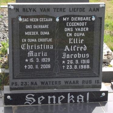 SENEKAL Alfred Jacobus 1916-1988 &amp; Christina Maria 1929-2008