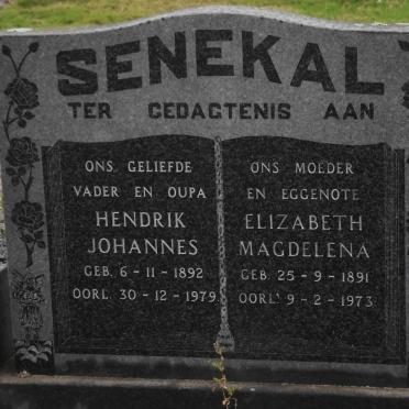 SENEKAL Hendrik Johannes 1892-1979 &amp; Elizabeth Magdalena 1891-1973