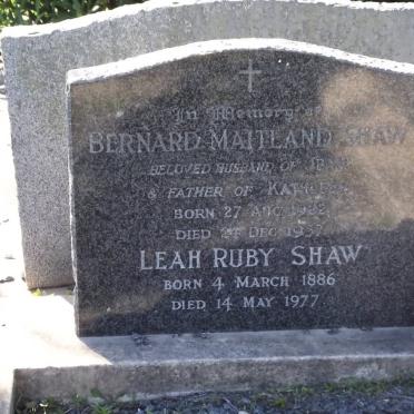 SHAW Bernard Maitland 1922-1957 :: SHAW Leah Ruby 1886-1977