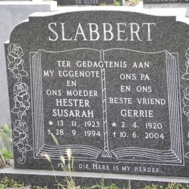 SLABBERT Gert Frederick 1920-2004 &amp; Hester Susarah 1923-1994