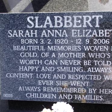 SLABBERT Sarah Anna Elizabeth 1920-2006