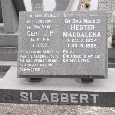 SLABBERT Gert J.P. 1915-1971 :: WESTPFAHL Hester Magdalena nee SLABBERT 1924-1989
