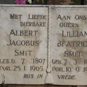 SMIT Albert Jacobus 1897-1965 &amp; Lillian Beatrice 1902-1964