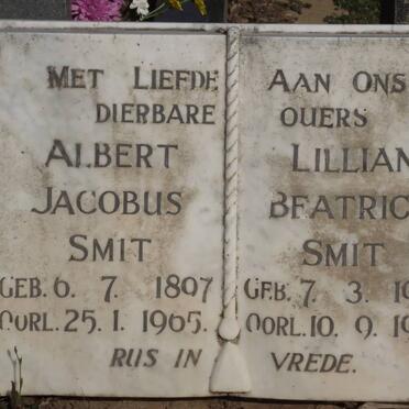 SMIT Albert Jacobus 1897-1965 &amp; Lillian Beatrice 1902-1964