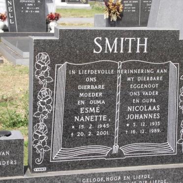 SMITH Nicolaas Johannes 1935-1989 &amp; Esmé Nanette 1945-2001
