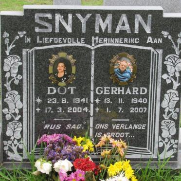 SNYMAN Dorothea Johanna 1941-2004 :: SNYMAN Petrus Gerhard 1940-2007