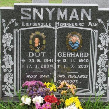 SNYMAN Dorothea Johanna 1941-2004 :: SNYMAN Petrus Gerhard 1940-2007