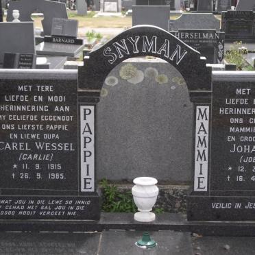 SNYMAN Carel Wessel 1915-1985 &amp; Johanna 1912-2001