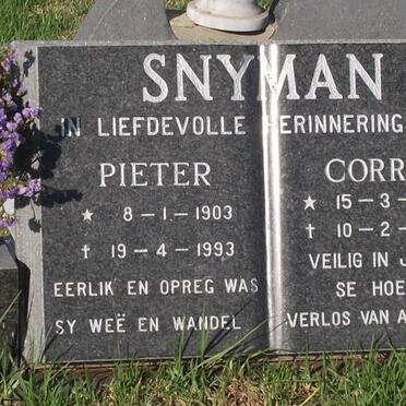 SNYMAN Pieter 1903-1993 &amp; Cornelia A. 1914-2006