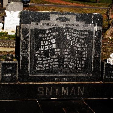 SNYMAN Barend Jacobus 1893-1973 &amp; Roelfina Pieternella STANDER 1899-1968