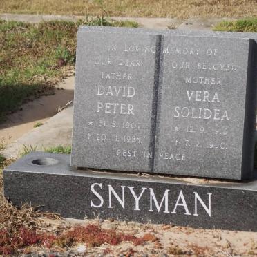 SNYMAN David Peter 1907-1985 &amp; Vera Solidea 1916-1990