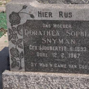 SNYMAN Dorathea Sophia nee JOUBERT 1893-1987