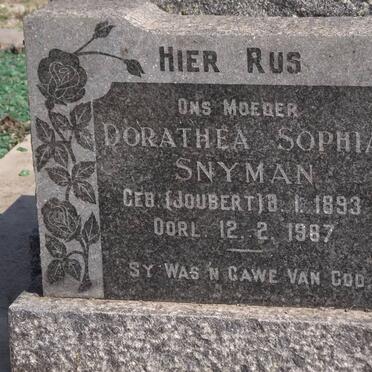 SNYMAN Dorathea Sophia nee JOUBERT 1893-1987