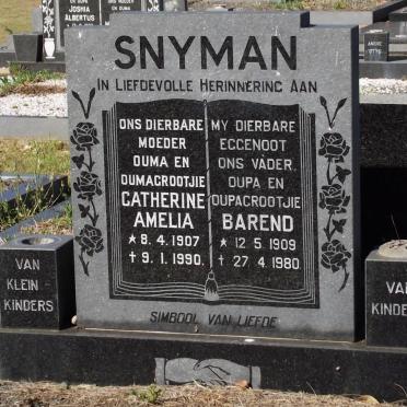 SNYMAN Barend 1909-1980 &amp; Catherine Amelia 1907-1990