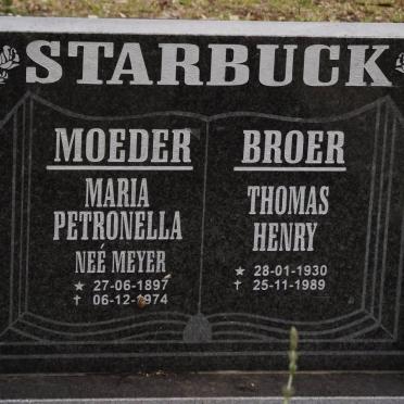 STARBUCK Maria Petronella nee MEYER 1897-1974 :: STARBUCK Thomas Henry 1930-1989