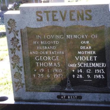 STEVENS George Thomas 1910-1972 &amp; Violet nee SCHLEMMER 1913-1983