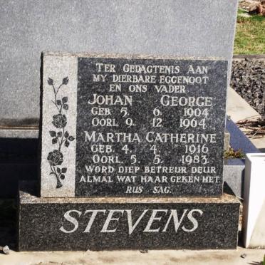 STEVENS Johan George 1904-1964 &amp; Martha Catherine 1916-1983