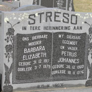 STRESO Petrus Johannes 1909-1976 &amp; Barbara Elizabeth 1917-1979