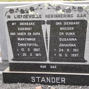 STANDER Marthinus Christoffel 1907-1971 &amp; Susanna Johanna 1911-1997