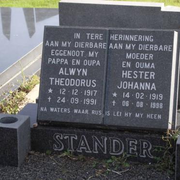 STANDER Alwyn Theodorus 1917-1991 &amp; Hester Johanna 1919-1998