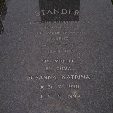 STANDER Barend 1930-1995 &amp; Susanna Katrina 1930-1999