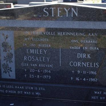 STEYN Emiley Rosaley VAN ROOYEN 1914-1979 &amp; Dirk Cornelis 1916-1982