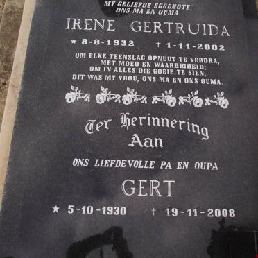 STEYN Gert 1930-2008 &amp; Irene Gertruida 1932-2002