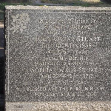 STUART John Oscar -1956 &amp; Sophia Ewald -1970
