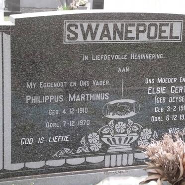 SWANEPOEL Philippus Marthinus 1910-1970 &amp; Elsie Gertina DEYSEL 1912-1978