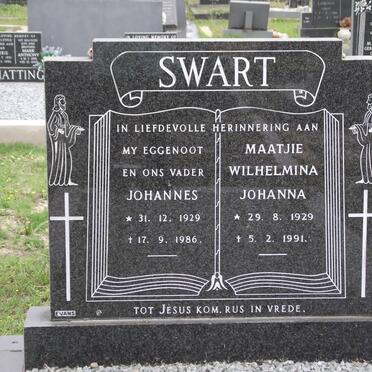 SWART Johannes 1929-1986 &amp; Wilhelmina Johanna 1929-1991