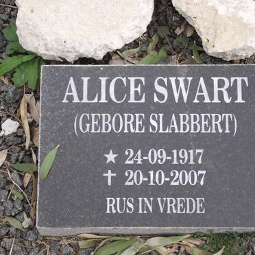 SWART Alice nee SLABBERT 1917-2007