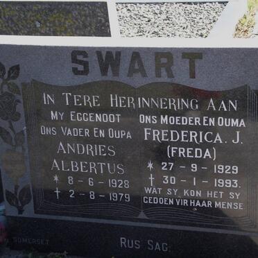 SWART Andries Albertus 1928-1979 &amp; Frederica J. 1929-1993