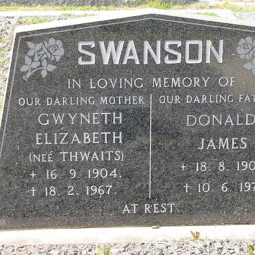 SWANSON Donald James 1903-1971 &amp; Gwyneth Elizabeth THWAITS 1904-1967