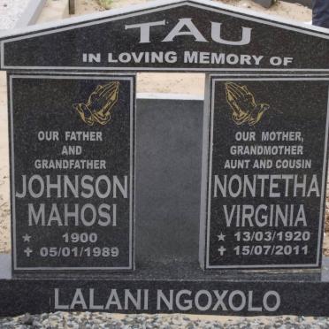 TAU Johnson Mahosi 1900-1989 &amp; Nontha Virginia 1920-2011