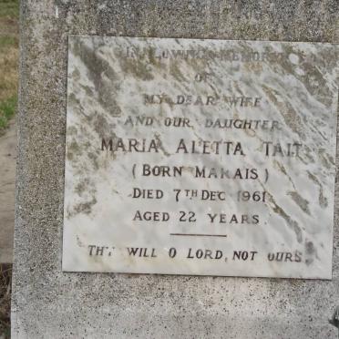 TAIT Maria Aletta nee MARAIS -1961