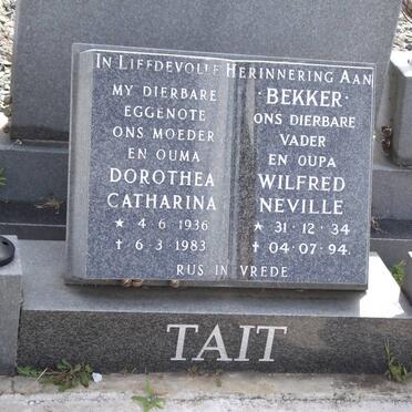 TAIT Dorothea Catharina 1936-1983 :: BEKKER Wilfred Neville 1934-1994