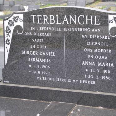 TERBLANCHE Burger Daniel Hermanus 1906-1990 &amp; Anna Maria 1916-1986