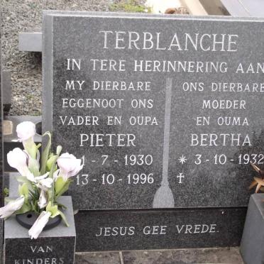 TERBLANCHE Petrus Wilhelm 1930-1996 &amp; Bertha 1932-