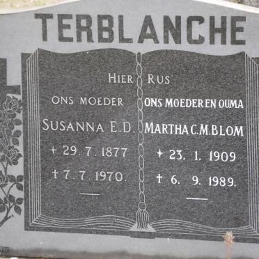 TERBLANCHE Susanna E.D. 1877-1970 :: BLOM Martha C.M. 1909-1989