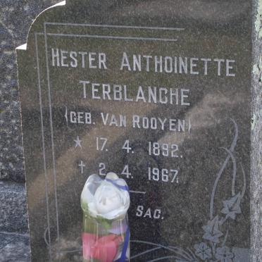 TERBLANCHE Hester Anthoinette nee VAN ROOYEN 1892-1967
