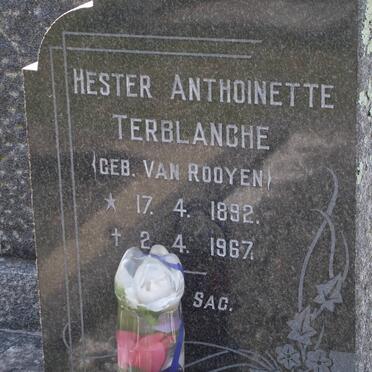TERBLANCHE Hester Anthoinette nee VAN ROOYEN 1892-1967