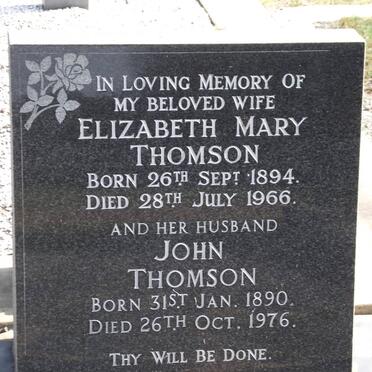 THOMSON John 1890-1976 &amp; Elizabeth Mary 1894-1966