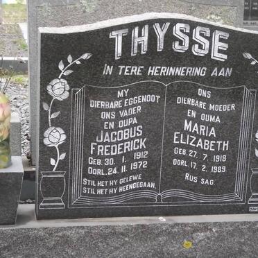 THYSSE Jacobus Frederick 1912-1972 &amp; Maria Elizabeth 1918-1989