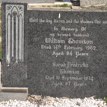THOMSON William -1962 &amp; Sarah Fredricka -1974