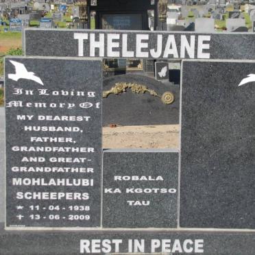 THELEJANE Mohlahlubi Scheepers 1938-2009