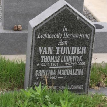 TONDER Thomas Lodewyk, van 1961-2005 &amp; Christina Magdalena 1962-